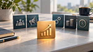 Business areas including sales, marketing, operations, finance and owner time, with one priority selected first